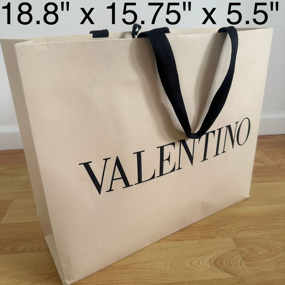 Valentino Paper Shopping Bag - cream large, 18.8" x 15.75" x 5.5" | FLAWED